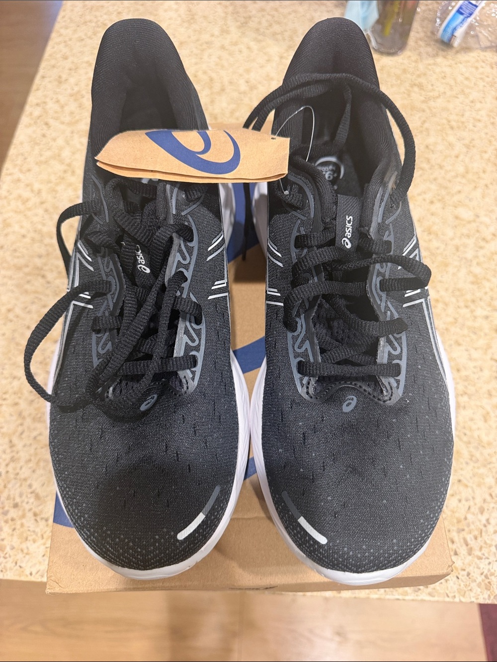 Asics Black Athletic Running Shoes with White Soles